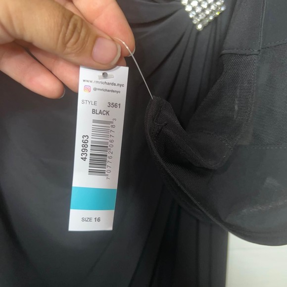 R&M Richards Black Midi Dress with Sheer Bell Sleeves - Picture 8 of 8